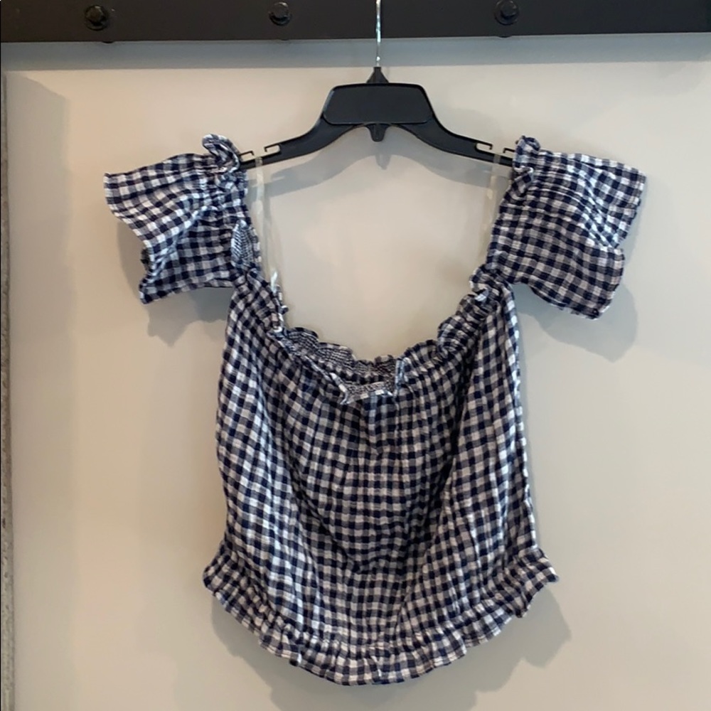 AEO off the shoulder crop top, gingham